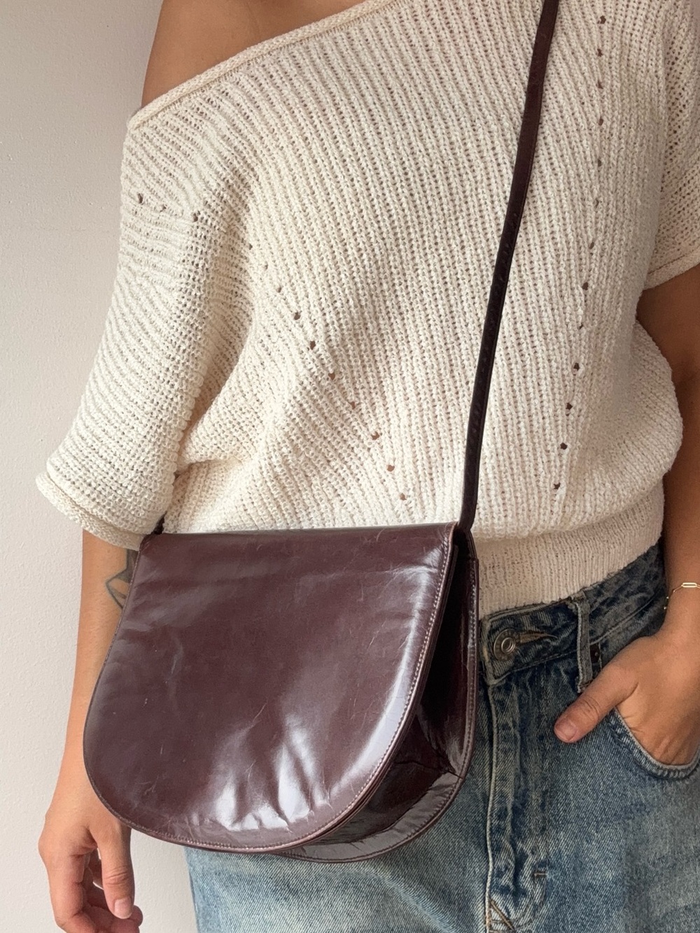 Vintage Stuart Weitzman Brown Leather Crossbody Bag - Picture 5 of 9